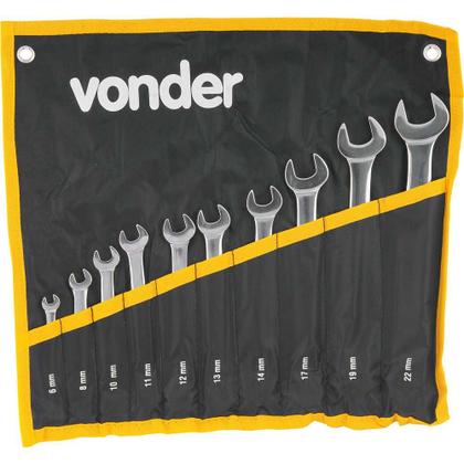 Imagem de Jogo De Chaves Combinadas 6 A 22 mm Aço Cromo 10 Pçs Vonder