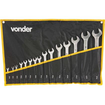 Imagem de Jogo De Chaves Combinadas 6 A 32 mm Aço Cromo 15 Pçs Vonder