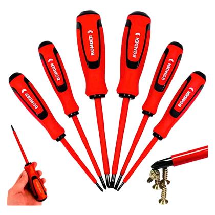 Imagem de Jogo De Chaves Fenda E Philips Isolada Eletricista 6 Pçs