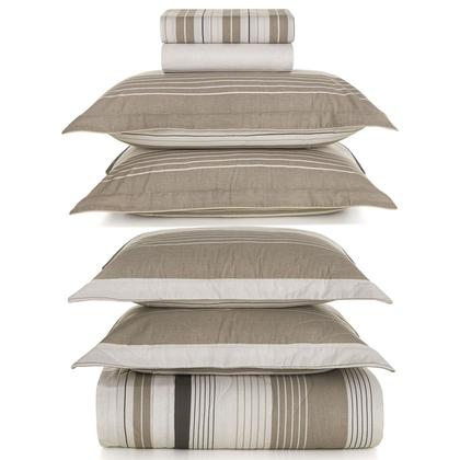 Imagem de Jogo de Colcha e Lençol Queen Karsten Percal 200 Fios 100% Algodão Estampado Cama Dobra Feita 7 Peças