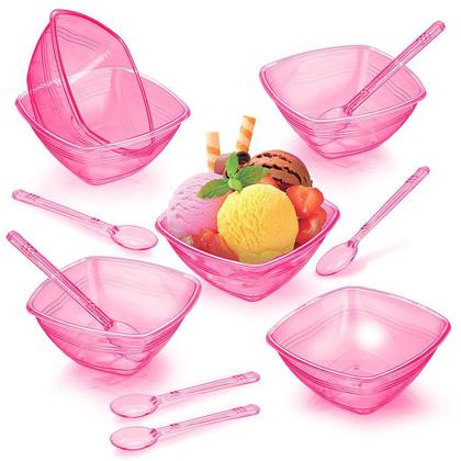 Imagem de Jogo De Cumbucas Tigelas Colheres 12 Unidades Para Sobremesa