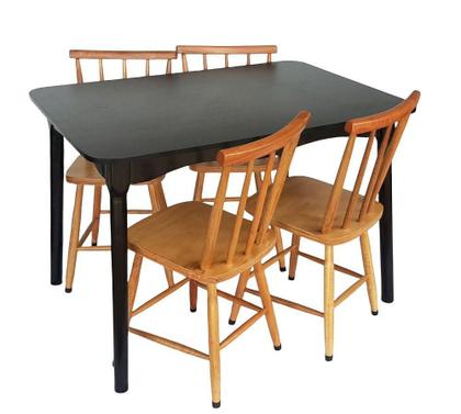 Imagem de Jogo de Jantar Colonial Brisa Mesa 110X80 cm Preta + 04 Cadeiras Mel Rustico