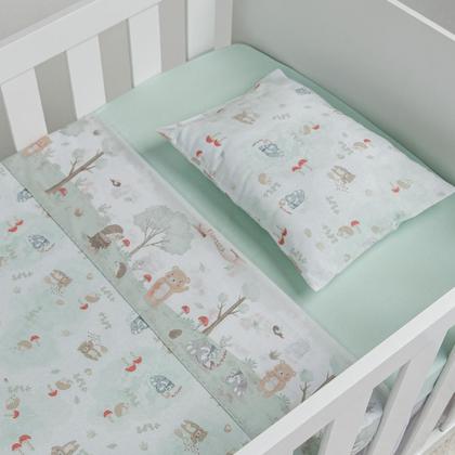 Imagem de Jogo De Lençol Berço Americano Bebê 100% Algodão C/ Vira 3 Pçs Bebê Papi