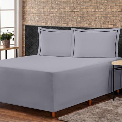 Imagem de Jogo de Lençol Conjugado para Cama Box CASAL Versatile com Fronhas 03 Peças - Capa Luva Percal 300 Fios Toque Acetinado