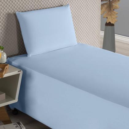 Imagem de Jogo De Lençol Conjugado Solteiro Algodão Cama Box Azul