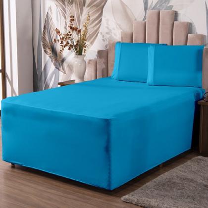 Imagem de Jogo de Lençol Luva King Conjugada Veste Colchão e Box Malha 3 Peças