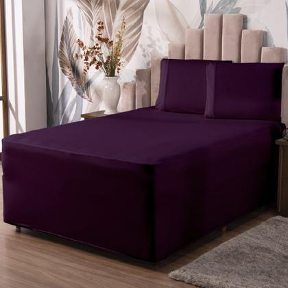 Imagem de Jogo de Lençol Luva Solteiro Conjugada Veste Colchão e Box Malha 2 Peças