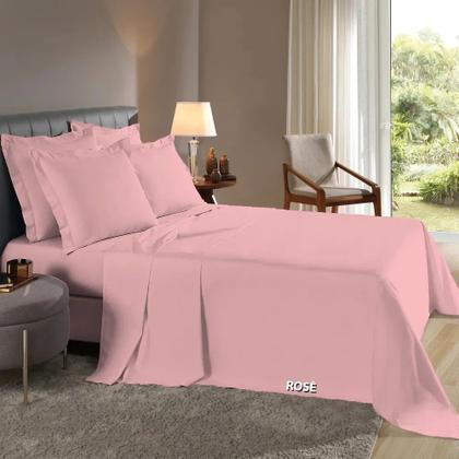 Imagem de Jogo de Lençol Super King 4 peças Fronhas c/ Abas e Cima Bainha Percal Flex 400 Fios Toque Macio