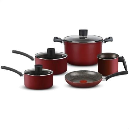 Imagem de Jogo de Panelas 5 Peças Facilita Vermelho Rochedo