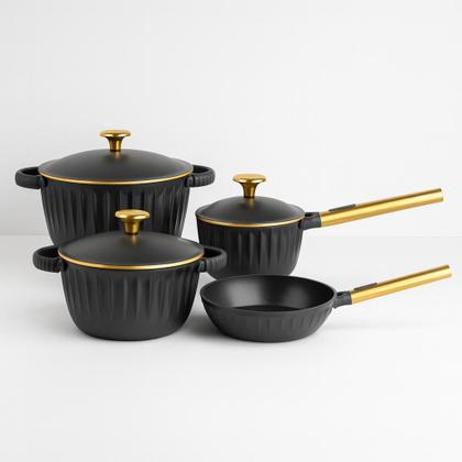 Imagem de Jogo de Panelas Antiaderente Cerâmica Kit 4 Peças Indução Concept Gold