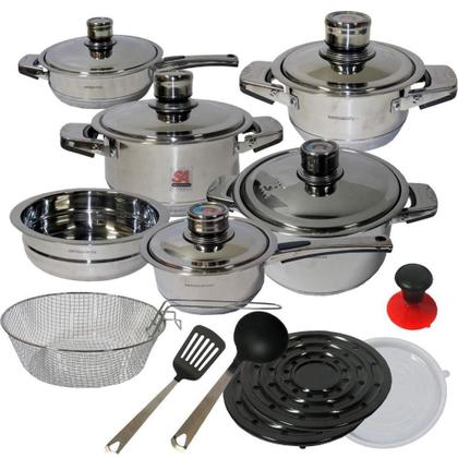 Imagem de Jogo De Panelas Completo Inox Aço Cirurgico Padrão Europeu
