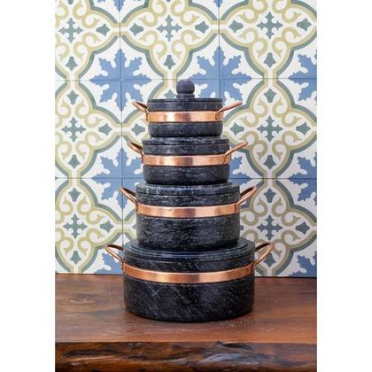 Imagem de Jogo de Panelas Pedra Sabão 04 peças - 500ml +1L +1,5L +3L