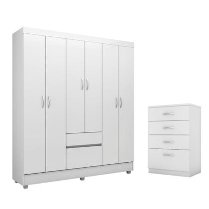 Imagem de Jogo de Quarto Roupeiro e Comoda Bremen Branco