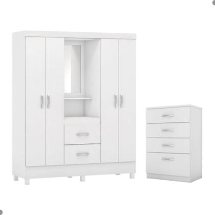 Imagem de Jogo de Quarto Roupeiro e Comoda Essen Branco