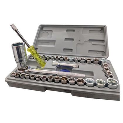 Imagem de Jogo de Soquete Chave Catraca Reversível 40 Peças Bicicleta