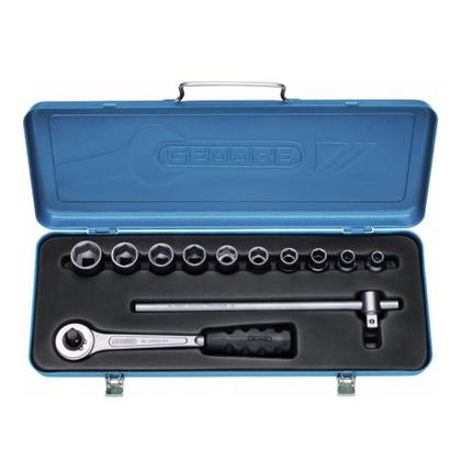 Imagem de Jogo de Soquete Estriado de 3/8" à 1" e Acessórios Encaixe de 1/2" com 12 Peças - Gedore 015568