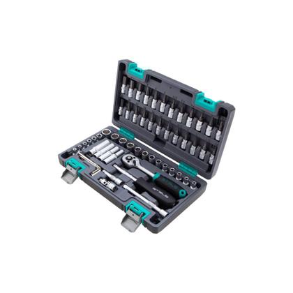 Imagem de Jogo de Soquetes 1/4 POL Kit 57 Peças com Catraca 1410155 STELS