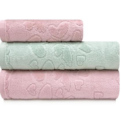 Imagem de Jogo de Toalhas 3 Peças Banho e Rosto Döhler 100% Algodão Aveludada Romance