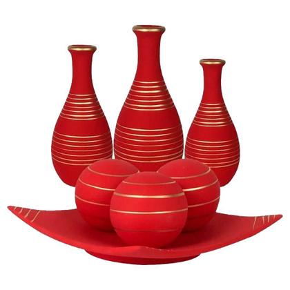 Imagem de Jogo de Vasos Trio Garrafas e Centro de Mesa 3 esferas Fosca - Red Gold
