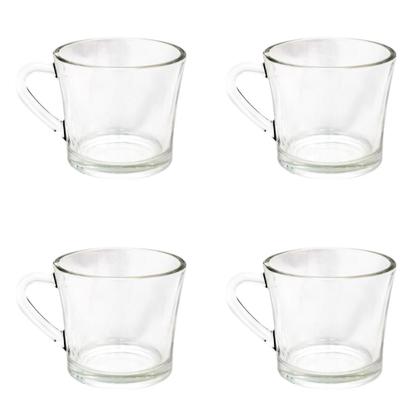 Imagem de Jogo De Xícaras De Vidro Resistente 185ml Para Café Sem Pires - 4 Unidades