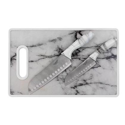 Imagem de Jogo Faca Cozinha Inox Com Tabua De Corte