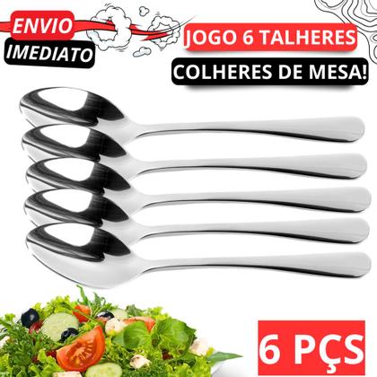 Imagem de Jogo Kit 12 Colheres de Mesa Talheres 100% Inox Alta Qualidade Para Alimentos e Sopas Envio Imediato