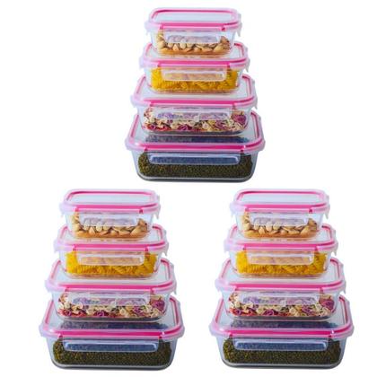 Imagem de Jogo Kit de até 12 Potes Vidro Hermético 4 Travas Marmita Vidro, anel de vedação premium