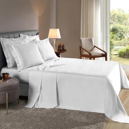 Imagem de Jogo Lençol King 4 peças Fronhas Com Abas Percal 180 fios