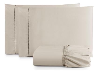 Imagem de Jogo Lençol Queen 400 Fios 3 Peças 40cm Altura 100 algodao com elastico