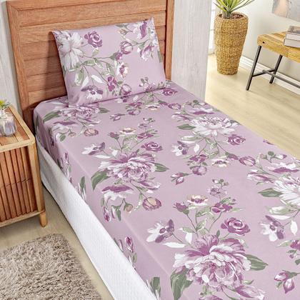 Imagem de Jogo Lençol Solteiro Percal 400 Fios 2 Pçs Estampado E Macio