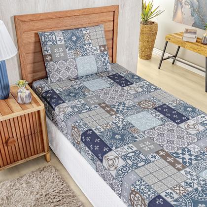 Imagem de Jogo Lençol Solteiro Percal 400 Fios 2 Pçs Estampado E Macio