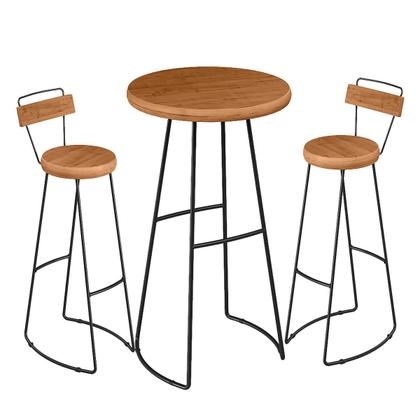 Imagem de Jogo Mesa Bistrô 2 Banquetas Alta Com Encosto Bar Cozinha Balcão - ÉdeCasaMóveis