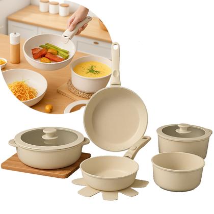 Imagem de Jogo Panelas Cerâmica Antiaderente Indução E Gás Com Cabo Removível Linha Premium