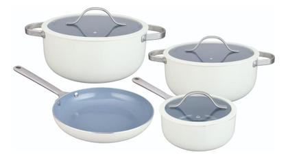 Imagem de Jogo Panelas Com 4 Pecas Revestimento Cerâmica Berlin Branca