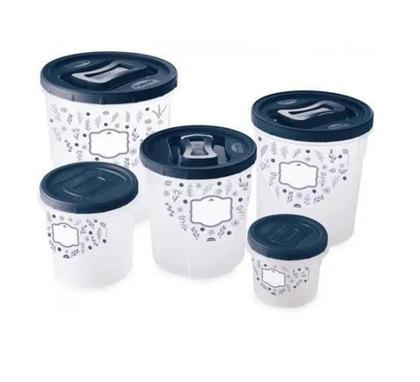 Imagem de Jogo Potes Porta Mantimentos 5Pçs Azul - PlasÚtil