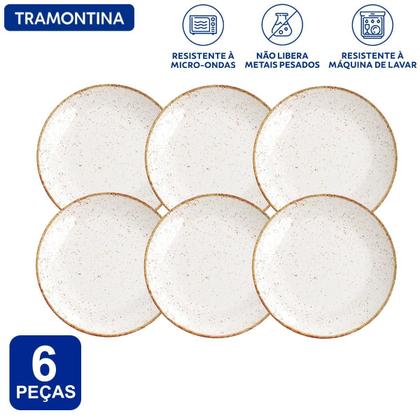 Imagem de Jogo Pratos Rasos Tramontina Rústico Porcelana Decorada 6 Pç