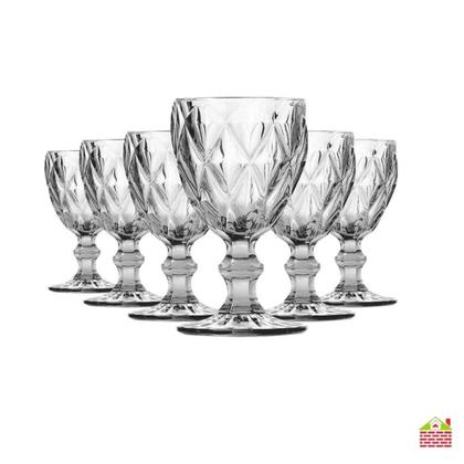 Imagem de Jogo Taças Vidro Diamond 330ml Transparente Luxo Elegância Mesa Posta Coquetel Presente