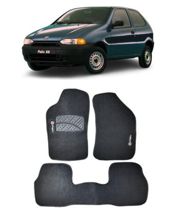 Imagem de Jogo Tapete Carpete Fiat Palio 1997 a 2012 Com Logo Bordado Preto- 400.305PTO