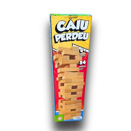 Imagem de Jogo Torre Caiu Perdeu Madeira Equilíbrio Diversão Nostalgia Jogo Caiu Perdeu Brinquedo Jogos de tabuleiro Família