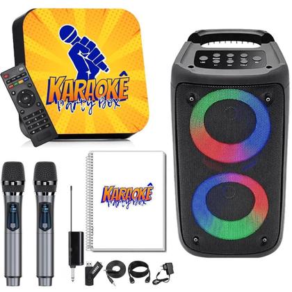 Imagem de Karaoke Party Box +2 Mic Sem Fio + Caixa De Som + Catálogo