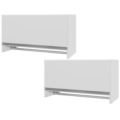 Imagem de Kit 02 Armários Multiuso Aéreo Cabideiro Grécia L03 Branco - Lyam Decor