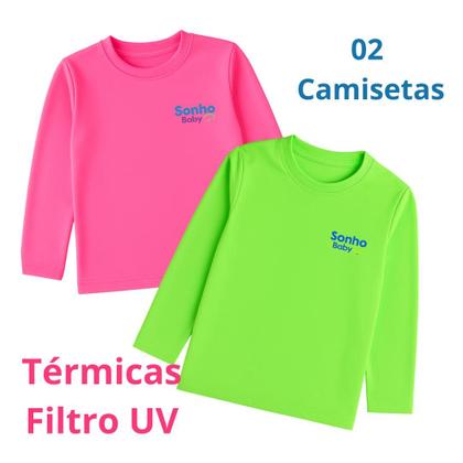 Imagem de Kit 02 Camisetas Térmicas Bebê Unissex