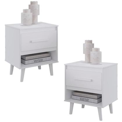Imagem de Kit 02 Mesas De Cabeceira 1 Gaveta 50 cm Mila Mobbs