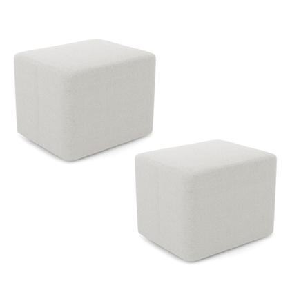 Imagem de Kit 02 Puffs Decorativos Living Yumi Retangular 60cm Bouclê Off White - Abmaza