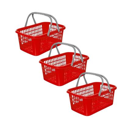 Imagem de Kit 03 Cesta Cestinha Plástica Supermercado C/ Alça 9 Litros