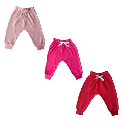 Imagem de Kit 03 Peças - Calça Saruel P - M - G - 1 - 2 - 3 Anos Infantil e Bebê Suedine Algodão Culote Mijão