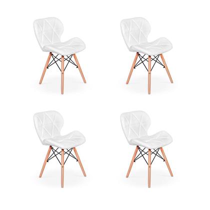 Imagem de Kit 04 Cadeiras Charles Eames Eiffel Slim Wood Estofada - Branca
