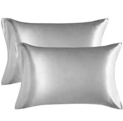 Imagem de Kit 04 Fronhas De Cetim (02 Pares) Anti Frizz Macio 50cm x 70cm Com Zíper