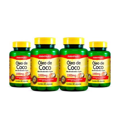 Imagem de Kit 04 Oleo de Coco Extra Virgem 60 Caps 1000mg Maxinutri