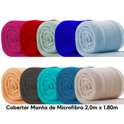 Imagem de Kit 05 Cobertor Manta Lisas Casal Microfibra 1,80 x 2,00 Mantinha